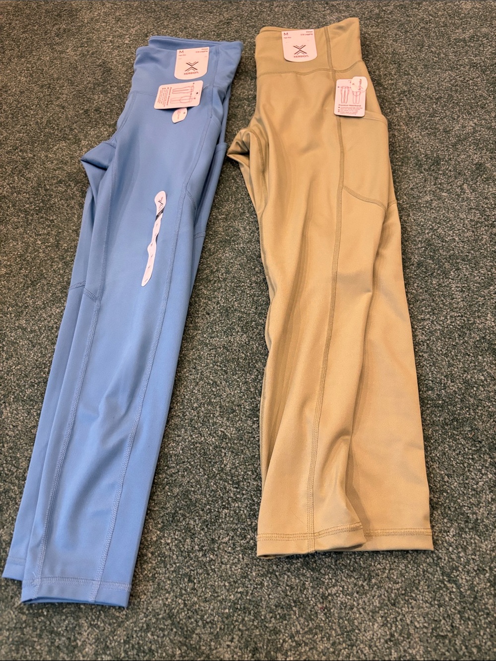 NWT Xersion Women Medium 7/8 Leggings Bundle Blue & Green Fitted Activewear